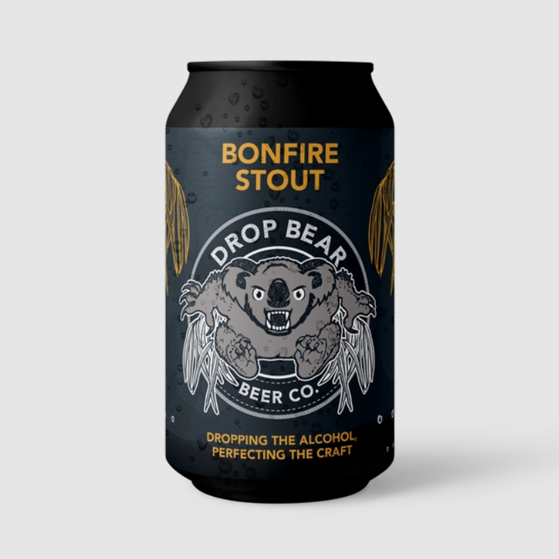 Drop Bear Beer Bonfire Stout | 330ml Cans | Non Alchoholic Beer